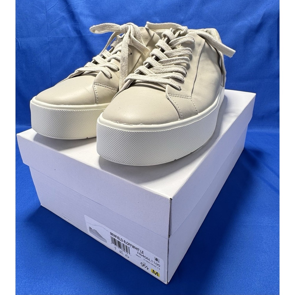 Vince Benfield Women's Ivory  Platform Sneakers Shoes Size 9.5 Leather New‎ Box